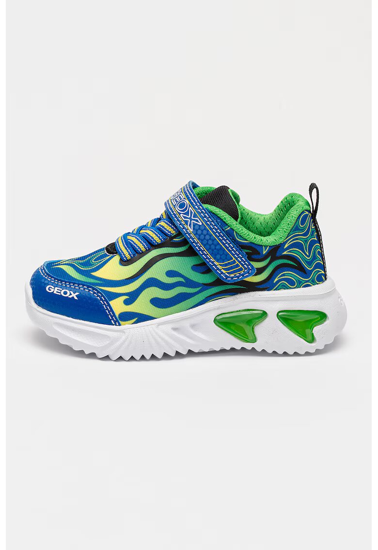 Geox Pantofi sport cu velcro si design grafic - Verde/Bleumarin
