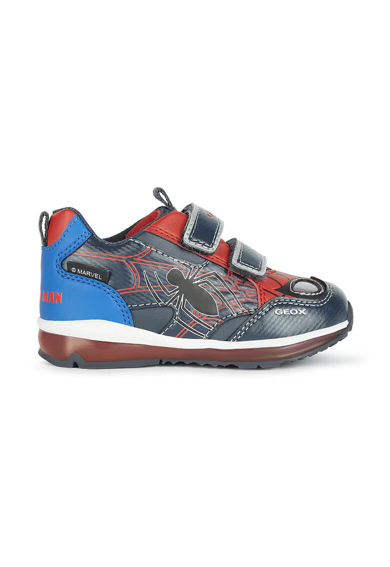 Geox Pantofi sport cu velcro si imprimeu cu desene - Rosu/Albastru/Argintiu