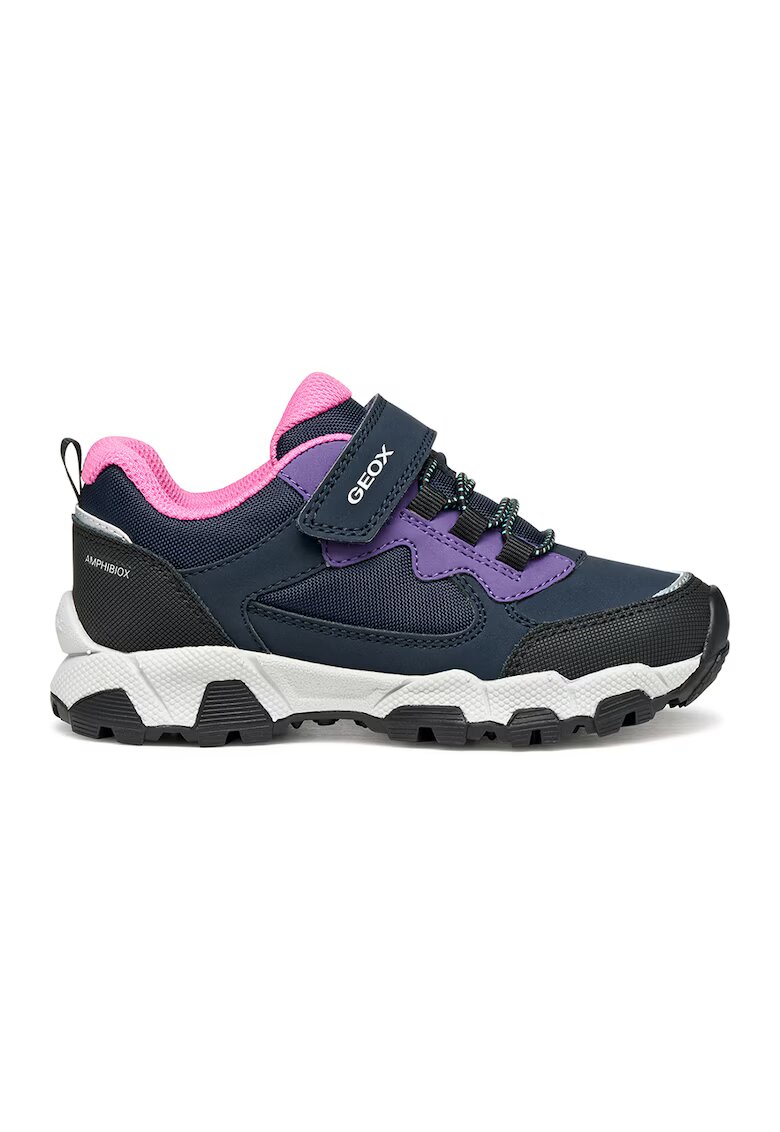 Geox Pantofi sport Magnetar ABX din material impermeabil cu banda velcro - Negru/Violet/Bleumarin