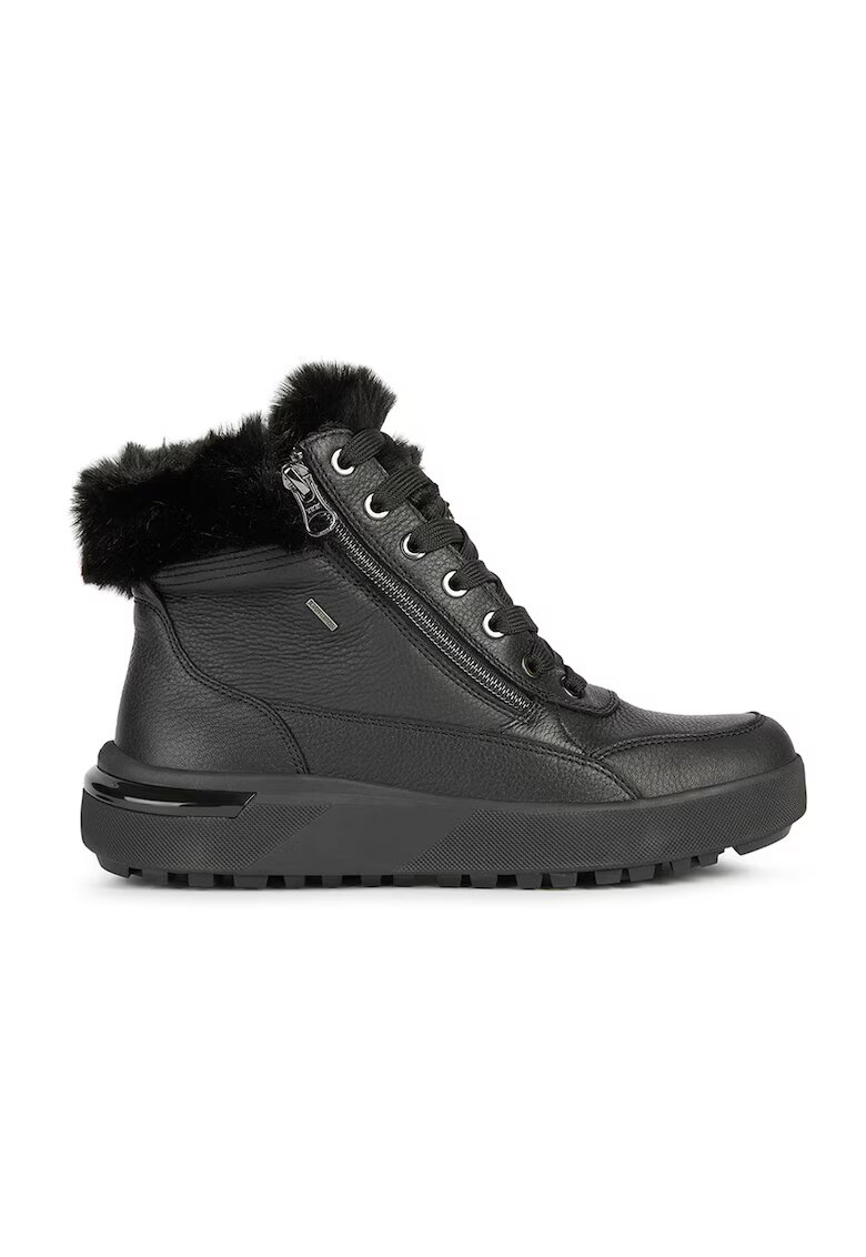 Geox Pantofi sport mid-high de piele cu blana sintetica - Negru stins