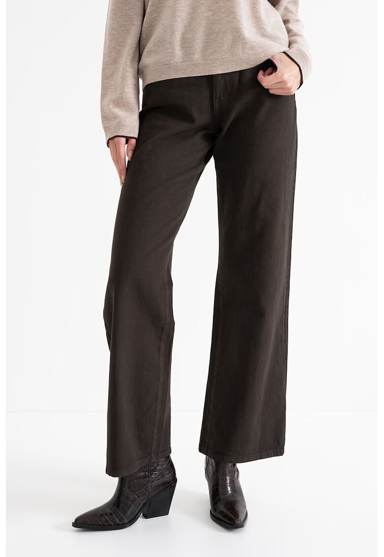 Gina Tricot Blugi crop cu croiala ampla - Maro inchis