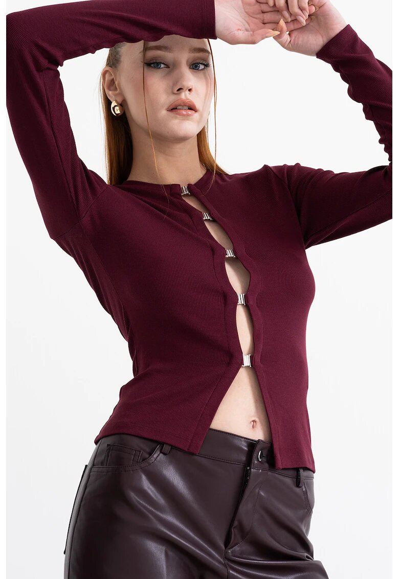 Gina Tricot Bluza uni cu decupaje - Violet pruna