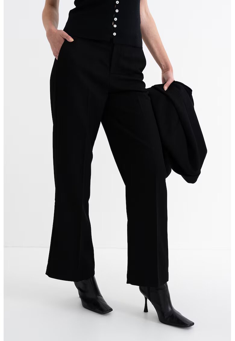 Gina Tricot Pantaloni cu talie medie si pensa - Negru