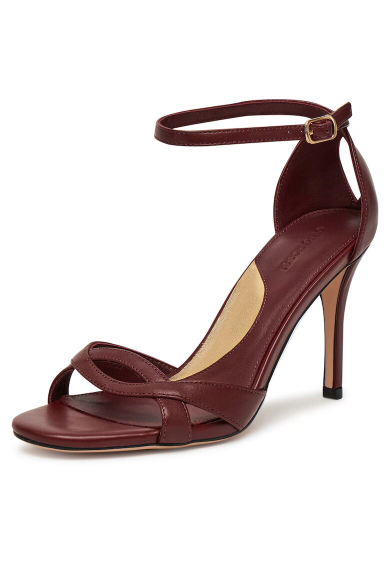 Gino Rossi Sandale cu toc dama - bordeaux - piele naturala