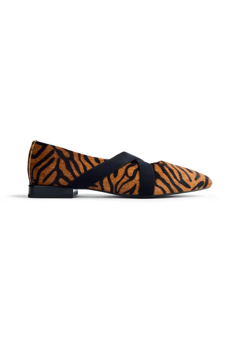 Gioseppo Balerini de piele cu animal print - Maro