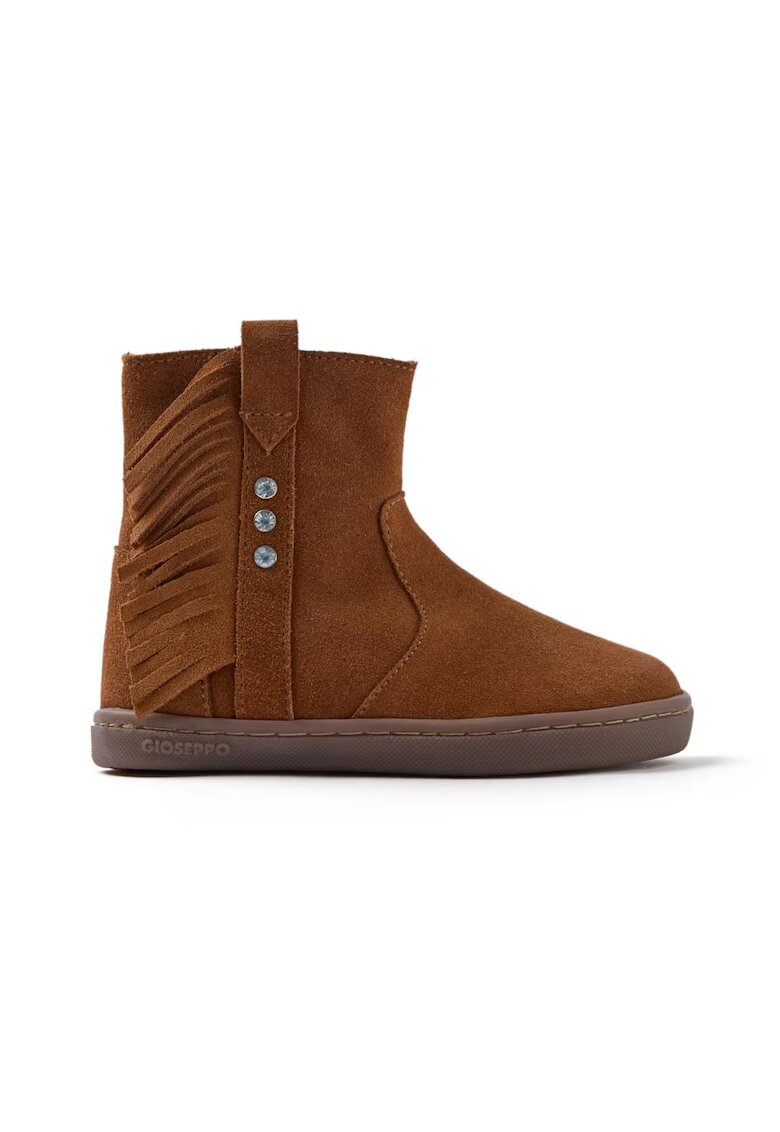 Gioseppo Cizme low-cut de piele intoarsa cu franjuri - Maro