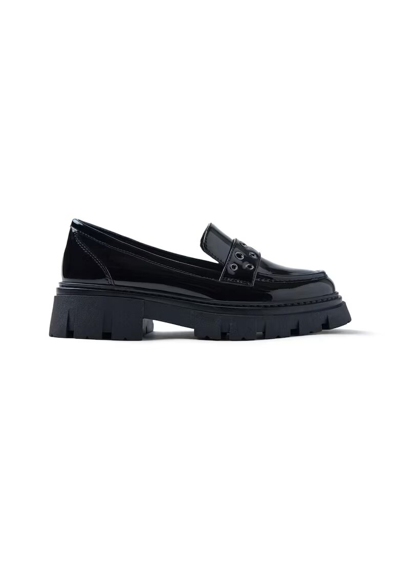 Gioseppo Pantofi loafer de piele ecologica cu aspect lacuit - Negru