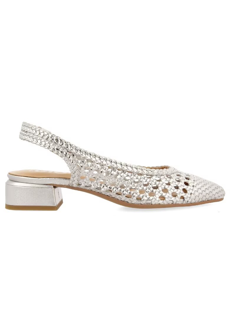Gioseppo Pantofi slingback de piele cu perforatii - Argintiu