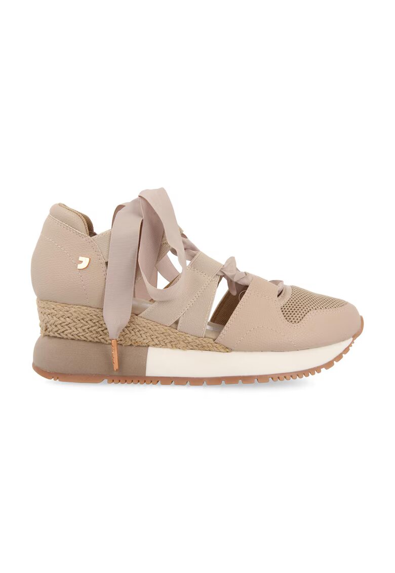 Gioseppo Pantofi sport cu talpa wedge si decupaje Lizarda - Bej