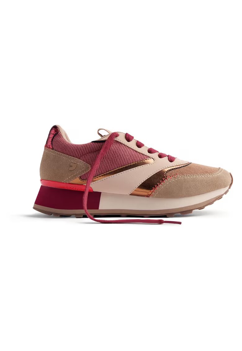 Gioseppo Pantofi sport wedge cu garnituri de piele intoarsa - Maro taupe