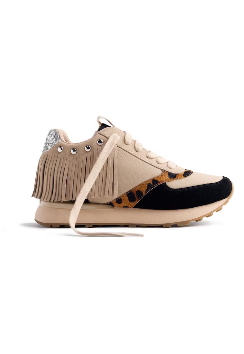 Gioseppo Pantofi sport wedge de piele intoarsa - Maro taupe
