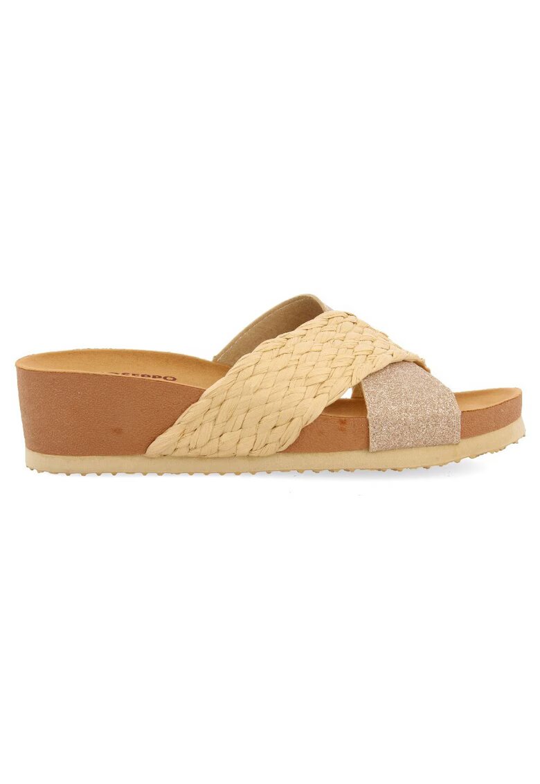 Gioseppo Papuci wedge de piele ecologica - Bej