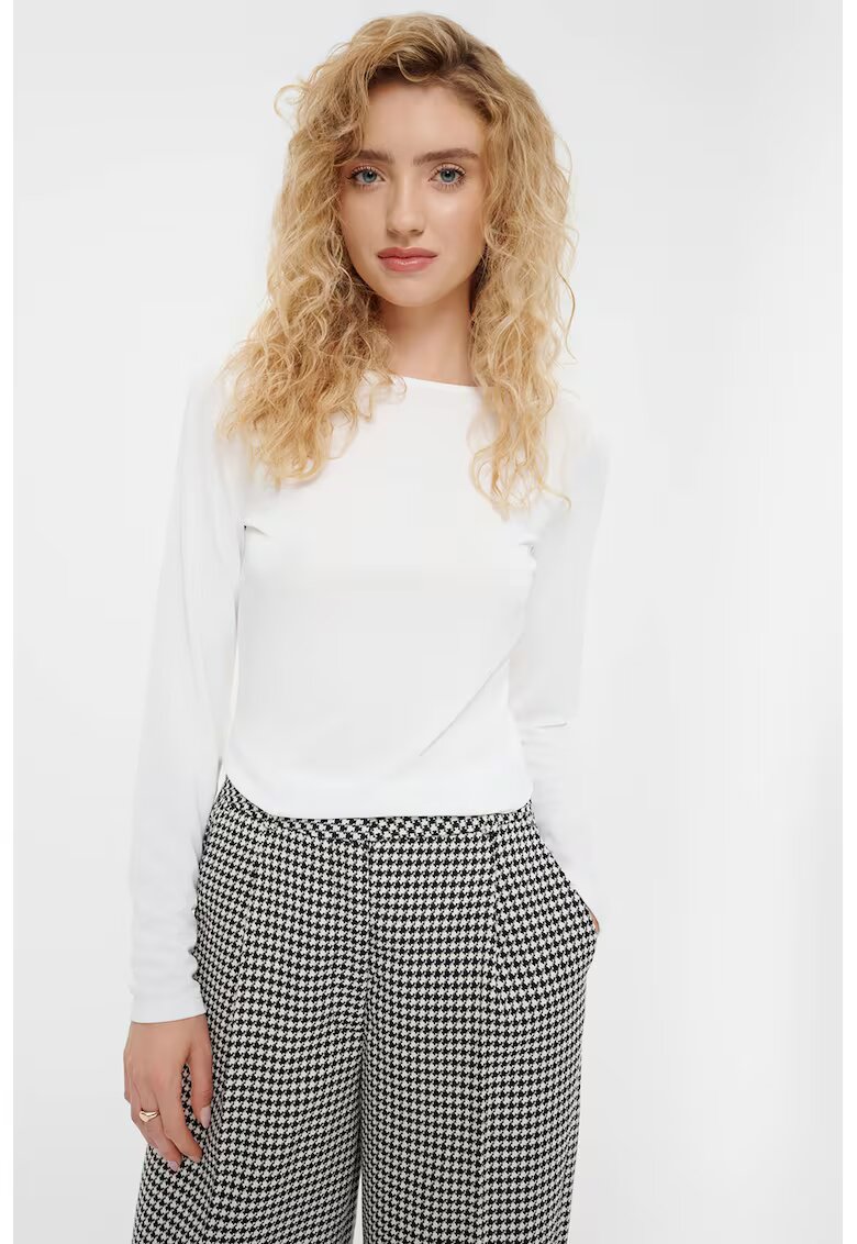 GreenPoint Bluza din amestec de modal cu decolteu la baza gatului - Alb optic