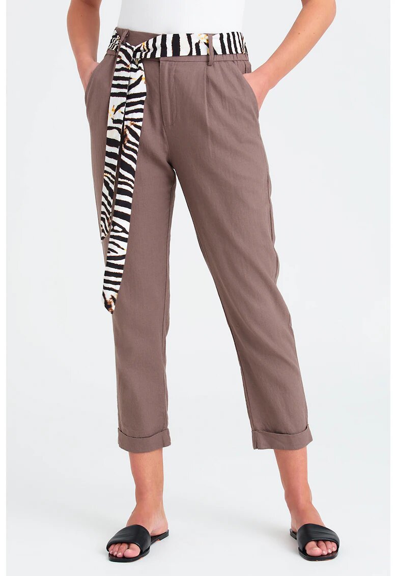 GreenPoint Pantaloni capri din amestec de in - Maro taupe