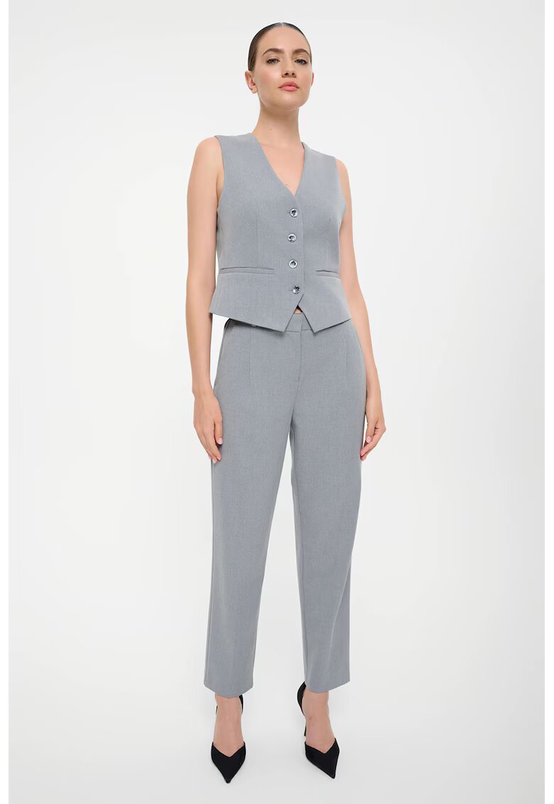 GreenPoint Pantaloni eleganti cu buzunare oblice - Gri deschis