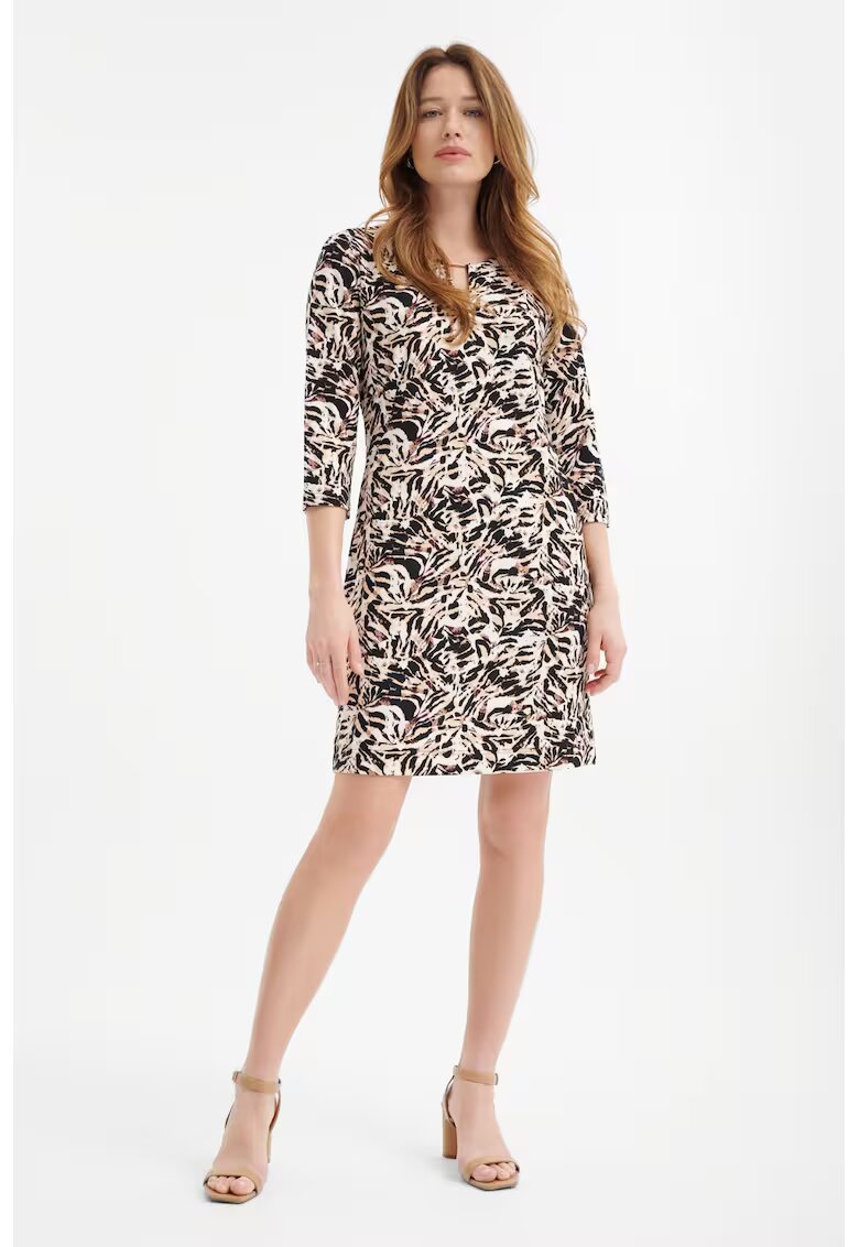 GreenPoint Rochie scurta cu model - Maro/Bej