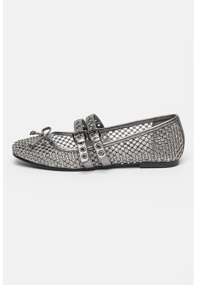 Guess Balerini de piele - Argintiu