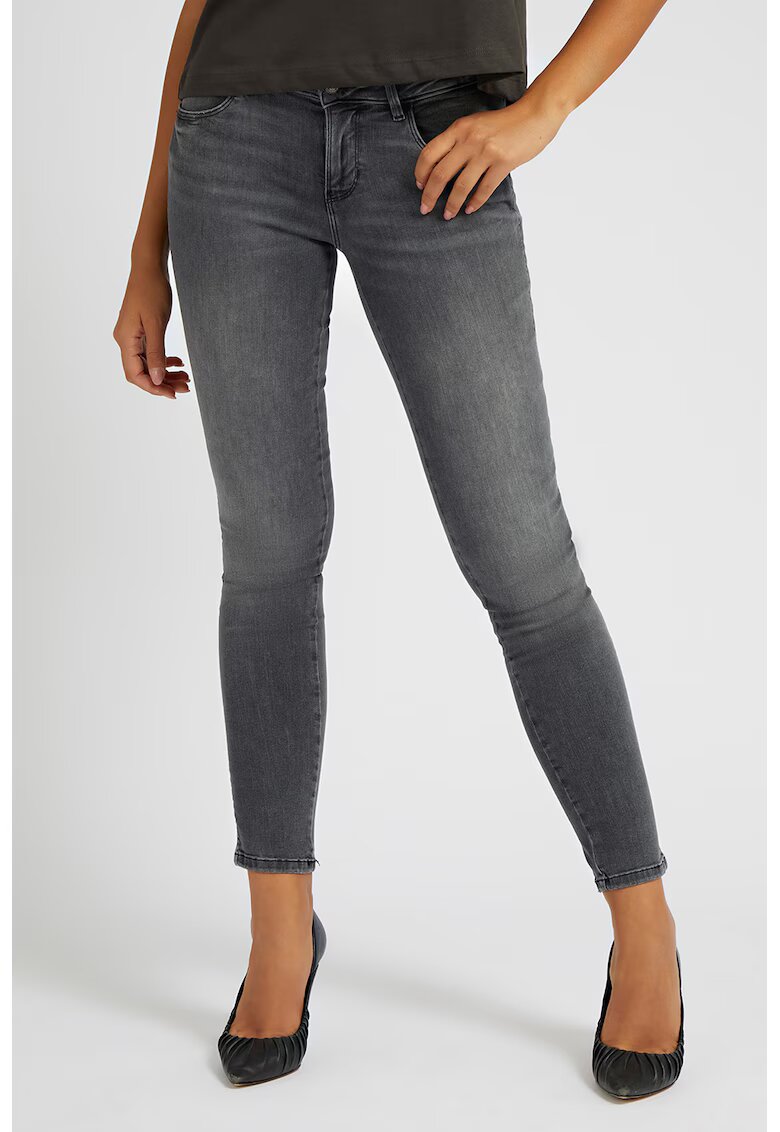 Guess Blugi skinny cu aspect decolorat Curve X - Alb murdar/Gri inchis