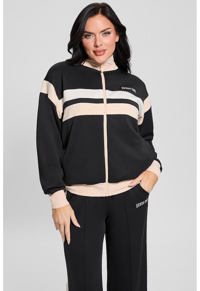 Guess Bluza de trening cu fermoar - pentru antrenament - Alb/Negru/Piersica