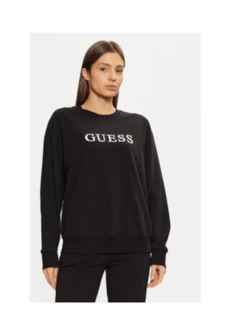 Guess Bluza de trening din amestec de bumbac cu logo in relief