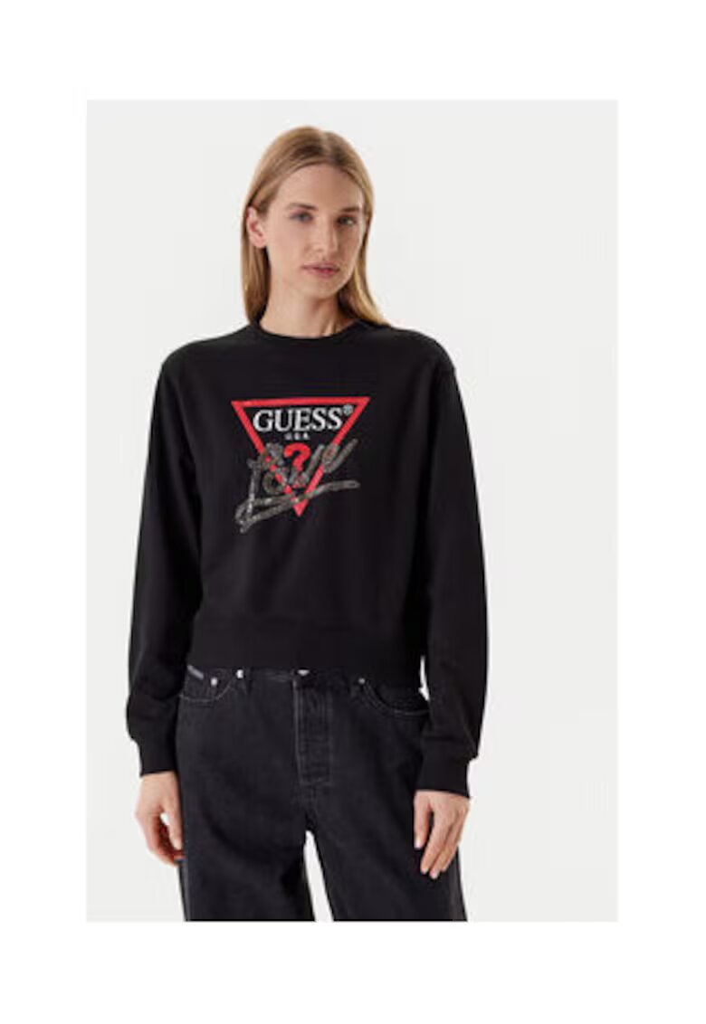 Guess Bluzon din amestec de bumbac cu imprimeu logo