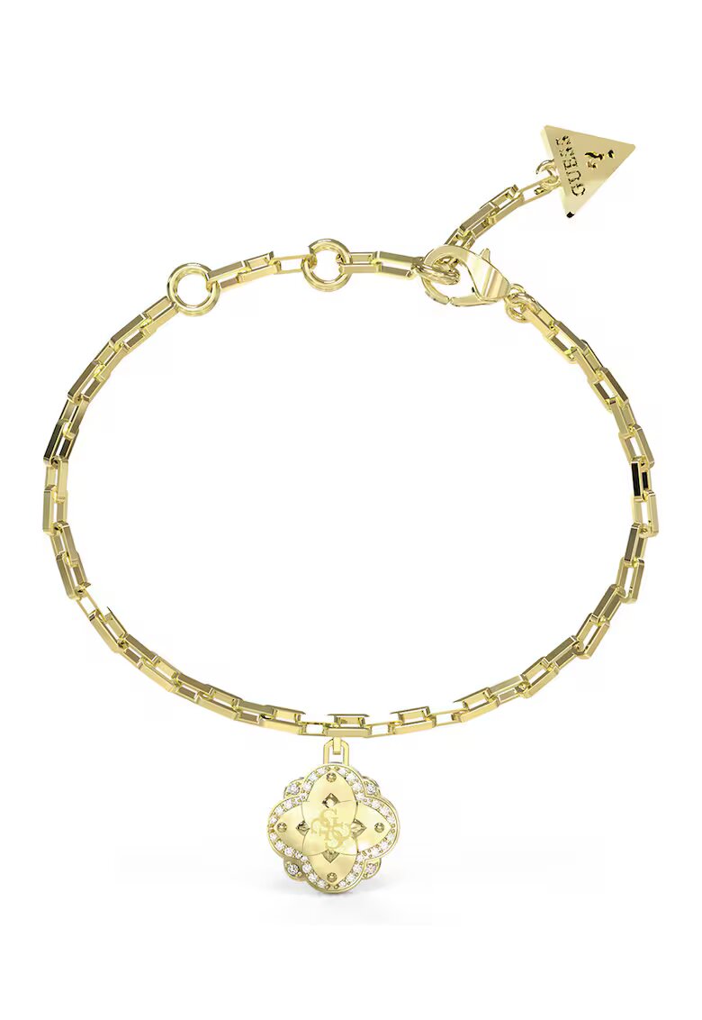 Guess Bratara din otel inoxidabil cu talisman decorat cu cristale - Auriu