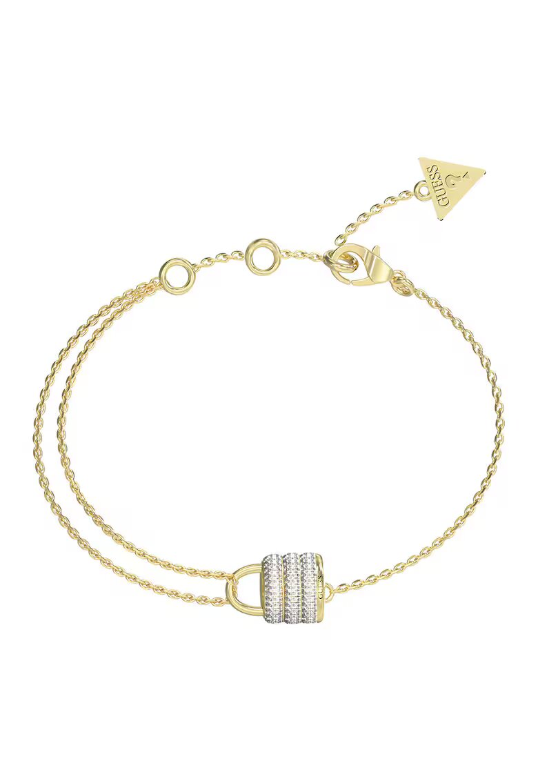 Guess Bratara din otel inoxidabil cu talisman lacat mini - Auriu
