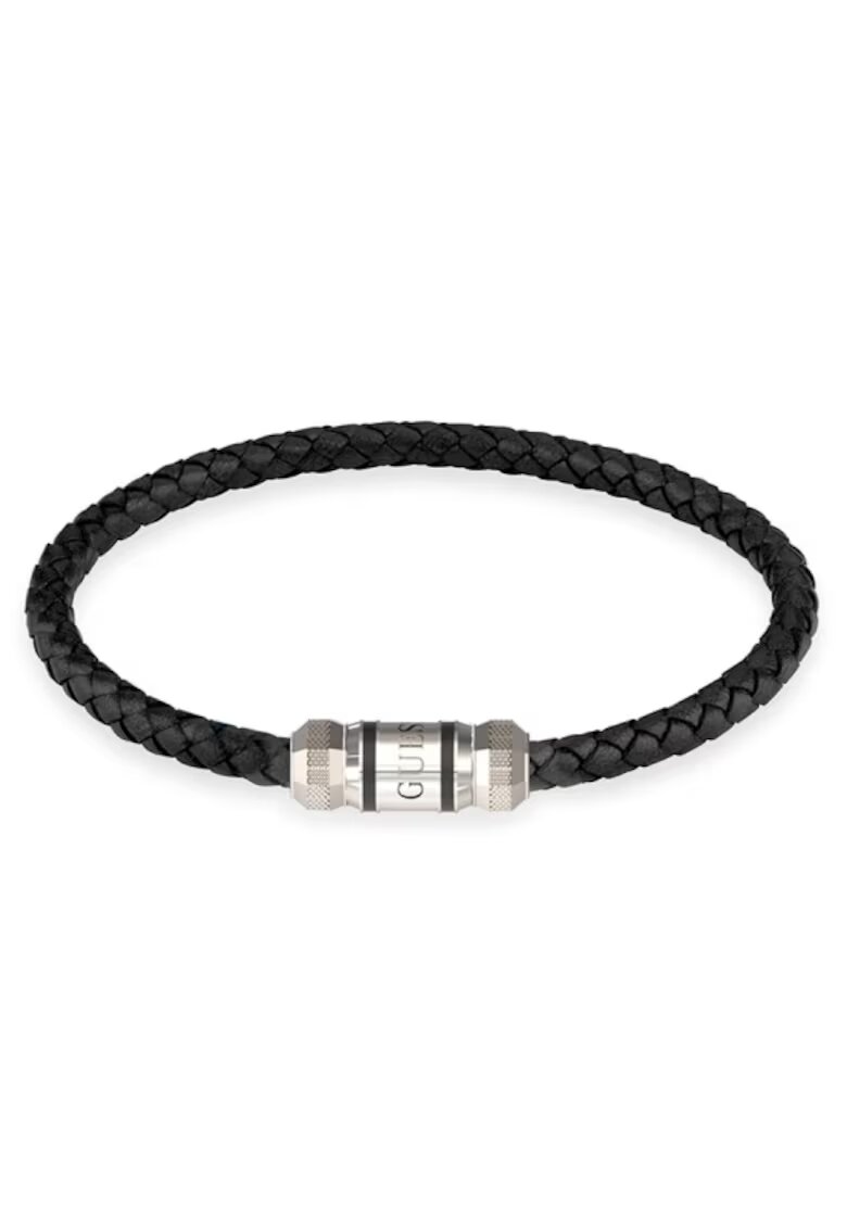 Guess Bratara Exagon piele JUMB05094JWSTBK - Argintiu - Negru
