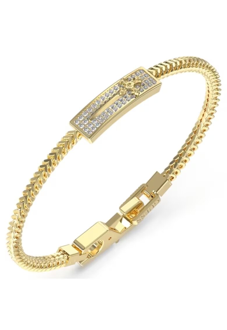 Guess Bratara Rebel Knight cu cristale JUMB05081JWYG - Auriu