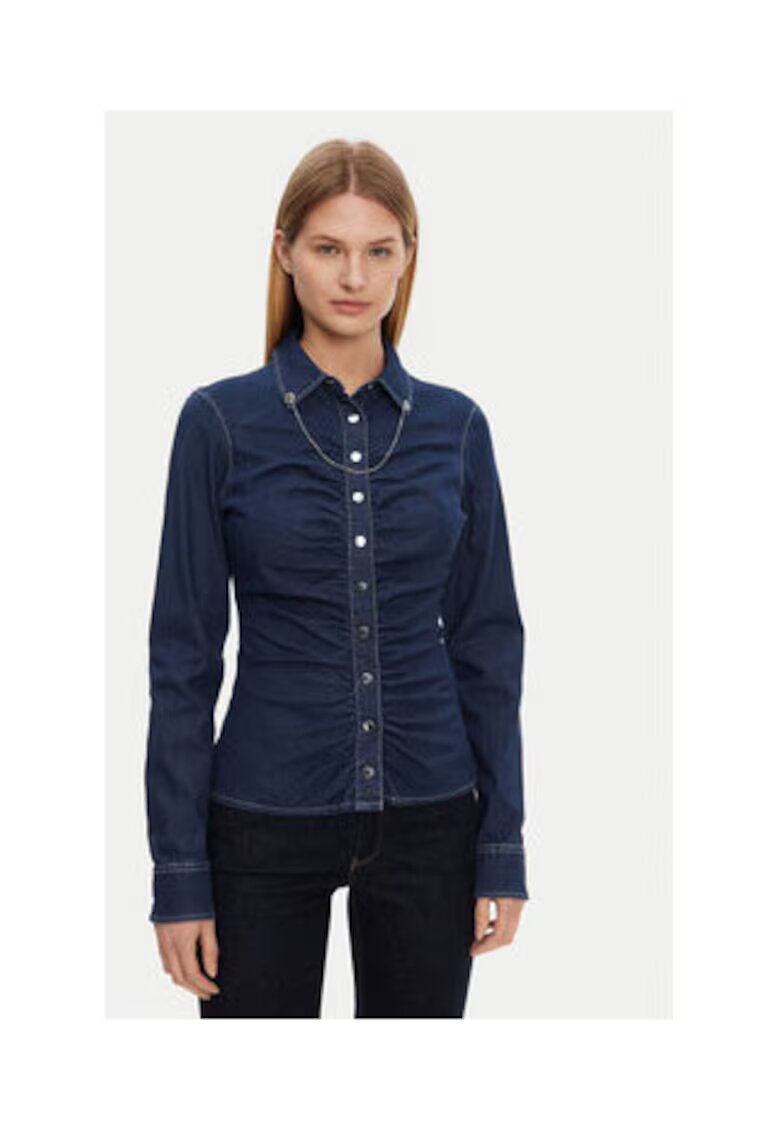 Guess Camasa din denim cu fronseuri
