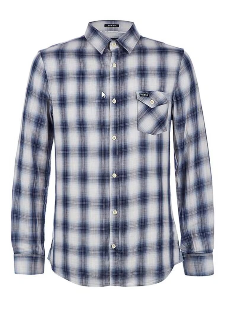 Guess Camasa slim fit in carouri - Gri/Albastru