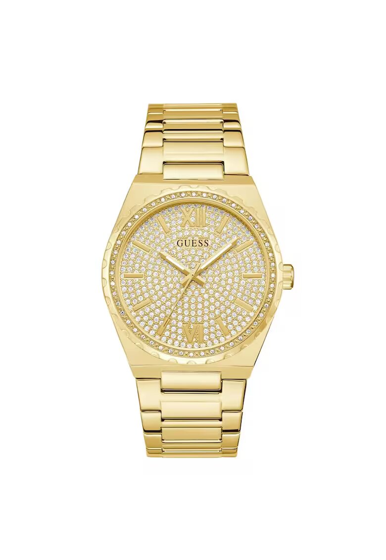 Guess Ceas barbatesc 42 mm - curea din otel - rezistent la apa 5 ATM - aurie