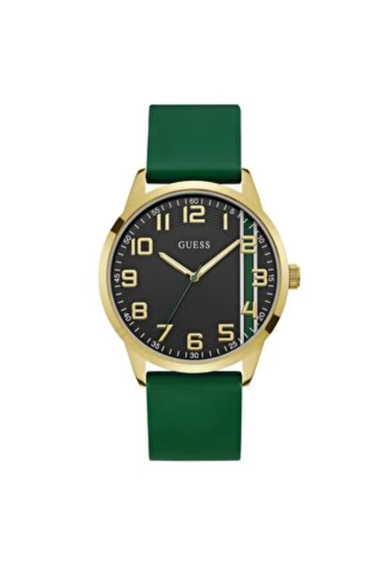 Guess Ceas barbatesc 44 mm - carcasa din otel - curea din silicon - verde - rezistenta la apa 5 ATM
