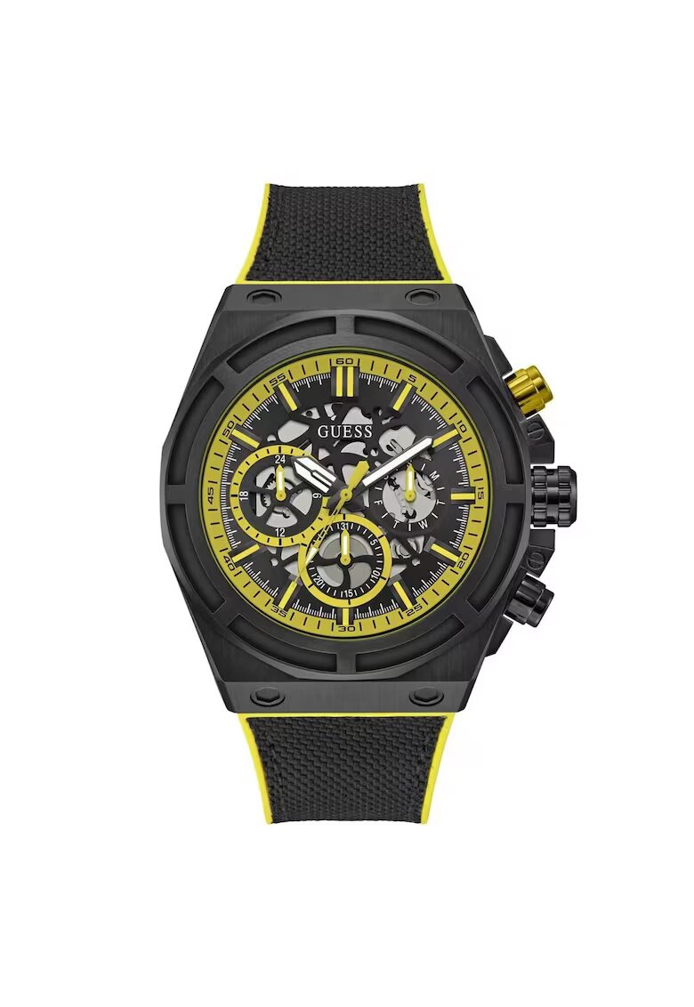 Guess Ceas barbatesc GW0713G2 - Quartz - 50mm - negru - curea din silicon