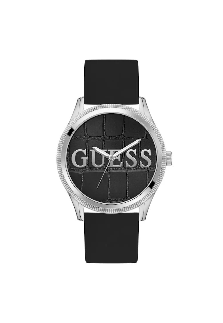 Guess Ceas barbatesc GW0888G1 - carcasa 44mm - curea silicon gri metalizat - mecanism quartz - rezistenta la apa 3 ATM