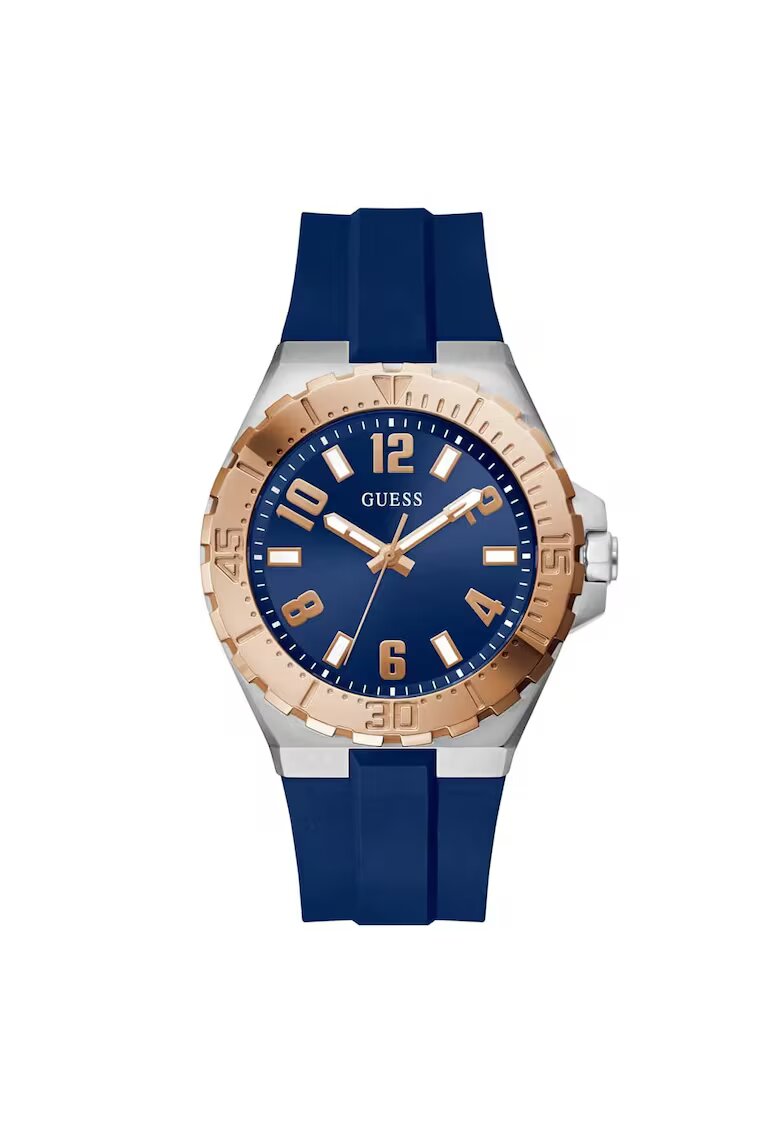 Guess Ceas barbatesc GW0909G2 - carcasa aurie - curea din silicon gri metalizat - mecanism quartz - 44mm