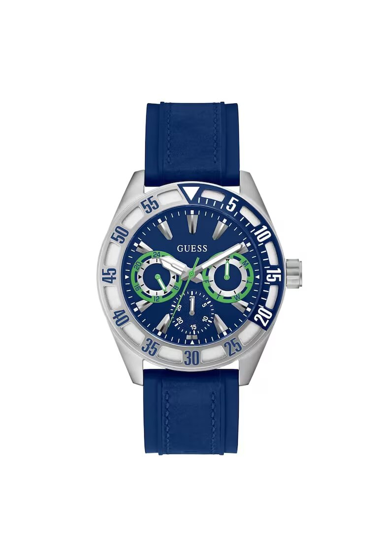 Guess Ceas barbatesc model GW0904G1 - mecanism quartz - carcasa din otel - curea din silicon - argintiu - 44mm