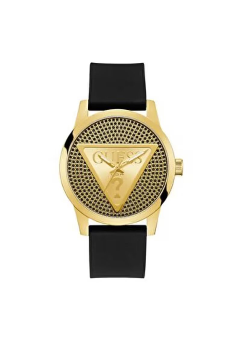 Guess Ceas barbatesc model GW0916G1 - 44 mm - curea silicon - carcasa otel - negru - rezistenta la apa 5 ATM