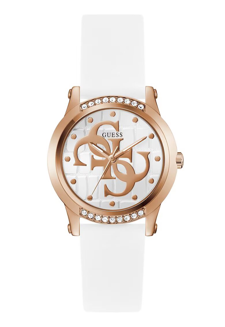 Guess Ceas cu cristale - Auriu rose/Alb
