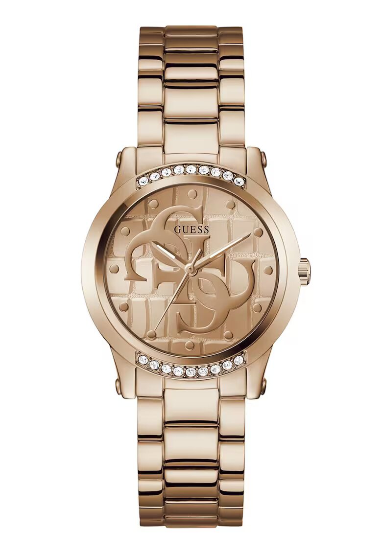 Guess Ceas quartz cu cristale - Maro bronz