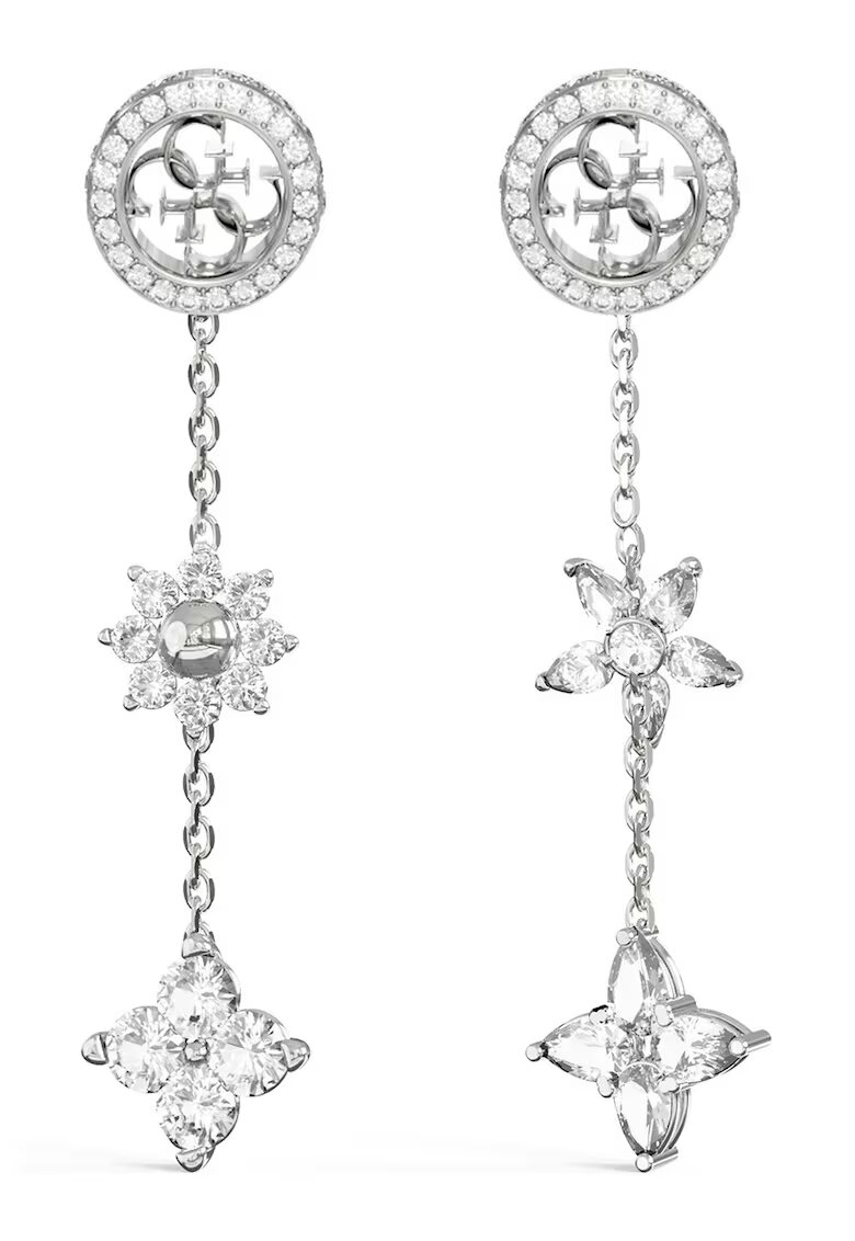 Guess Cercei lungi cu zirconia - Argintiu