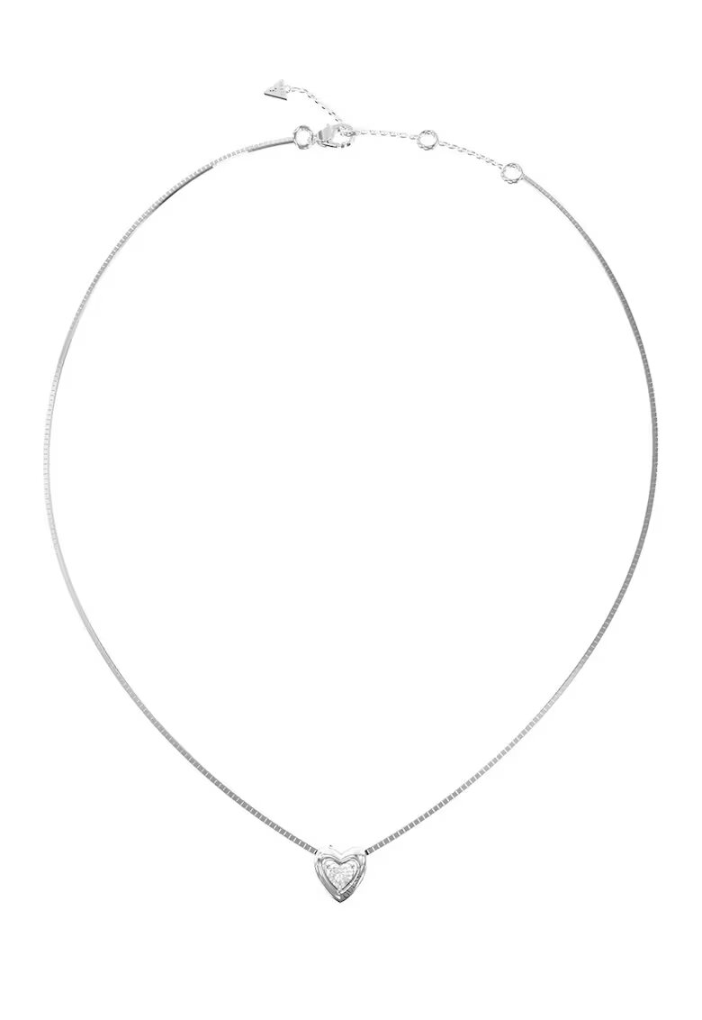Guess Colier cu pandativ inima cu zirconia - Argintiu