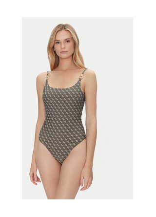 Guess Costum de baie intreg cu imprimeu logo - verde masliniu