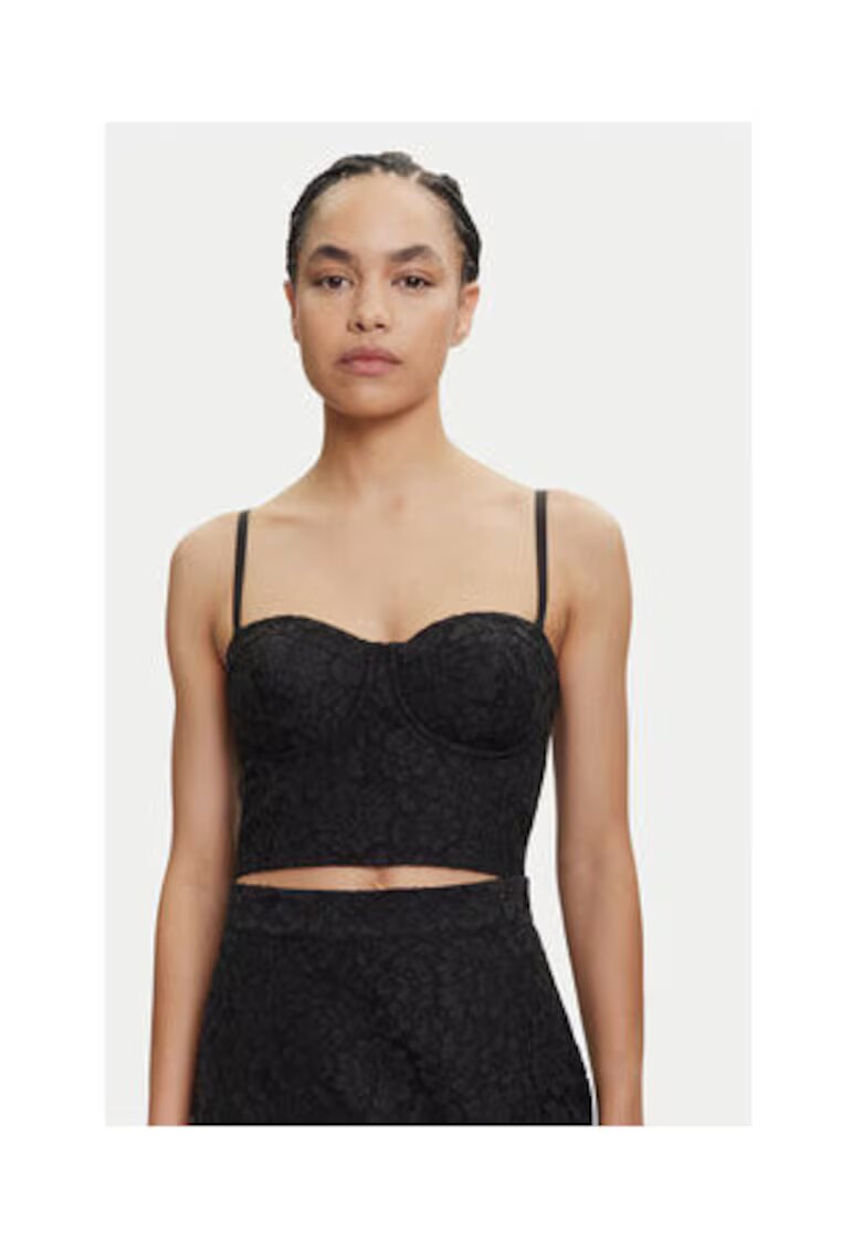 Guess Crop top cu barete subtiri si inchidere cu fermoar la spate