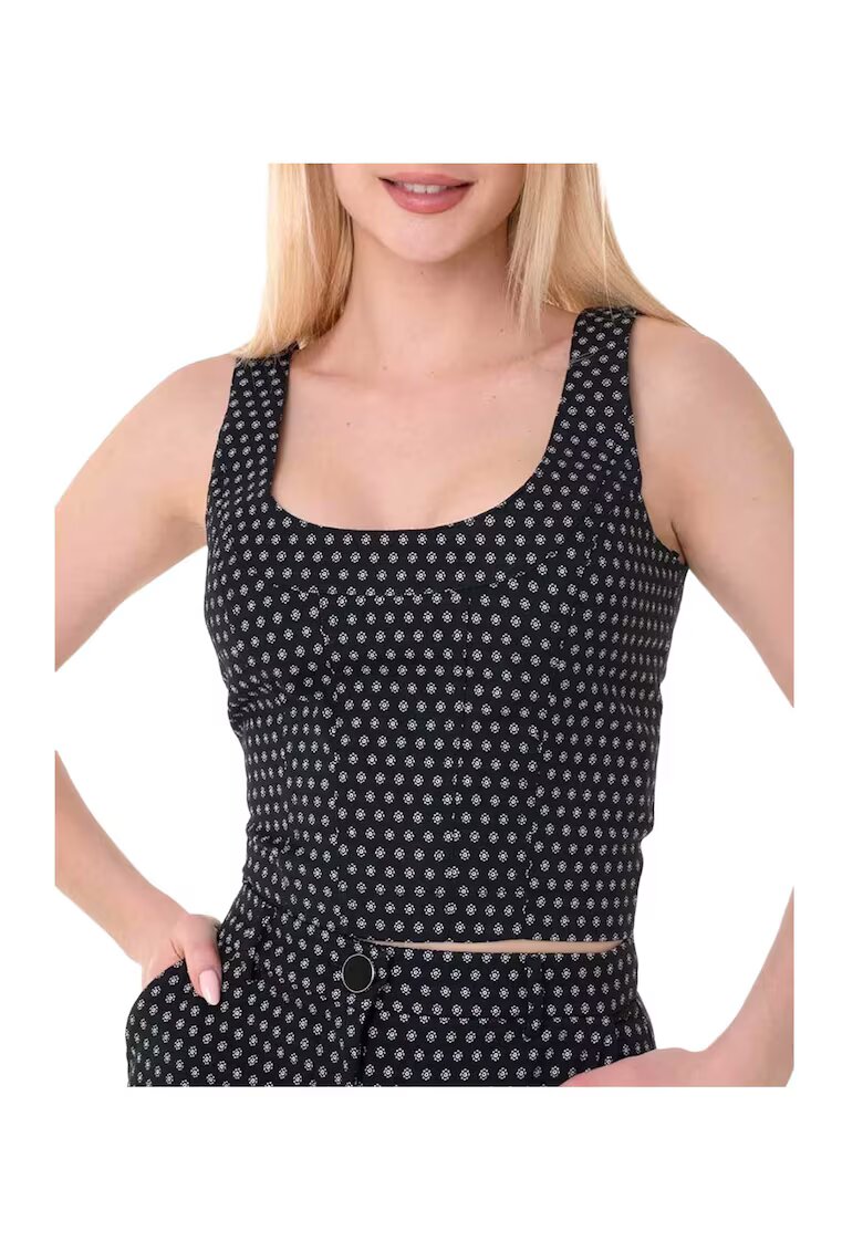 Guess Crop top cu fermoar si decolteu patrat Eleni -