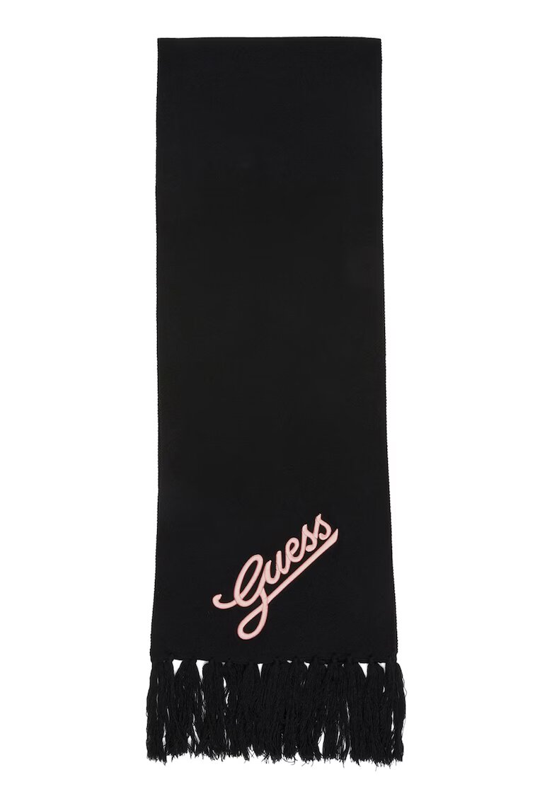 Guess Fular cu logo brodat - Negru/Roz