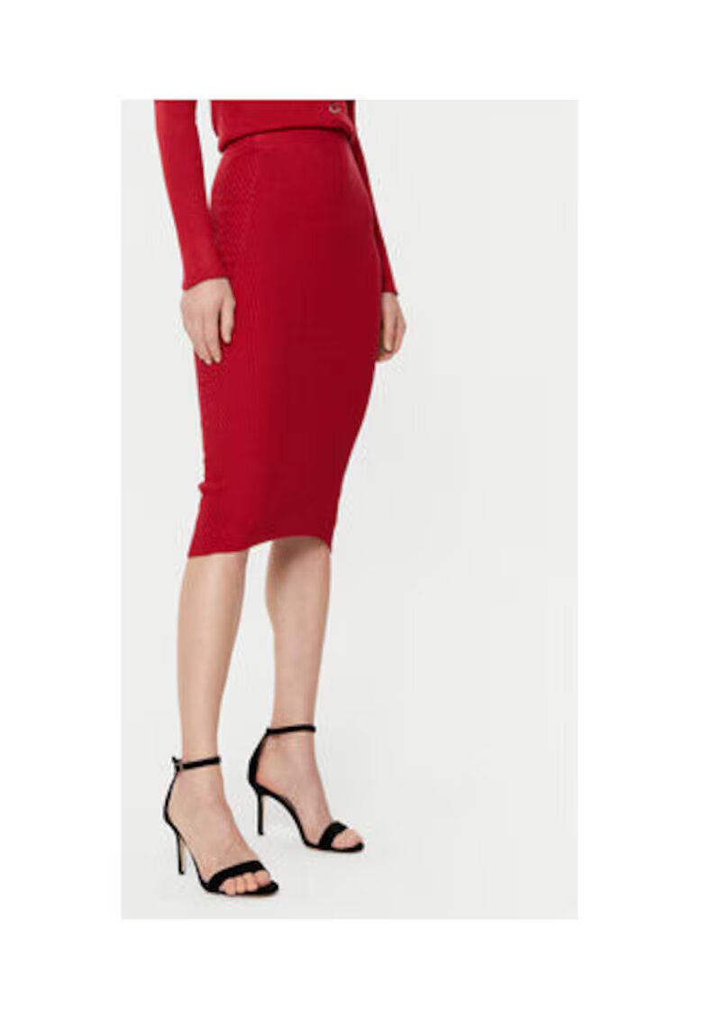 Guess Fusta cambrata din jerseu cu aspect striat