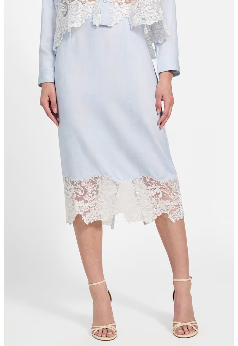 Guess Fusta midi cu garnitura de dantela