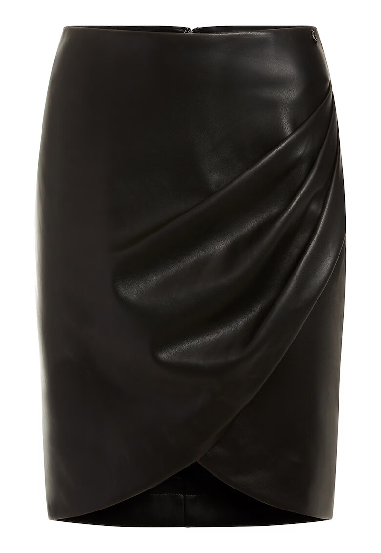 Guess Fusta mini de piele ecologica cu croiala lalea - Negru