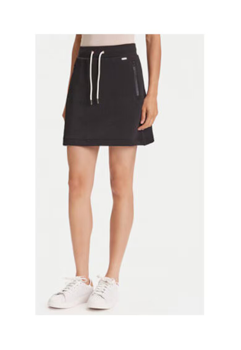 Guess Fusta mini din amestec de bumbac cu terminatie striata